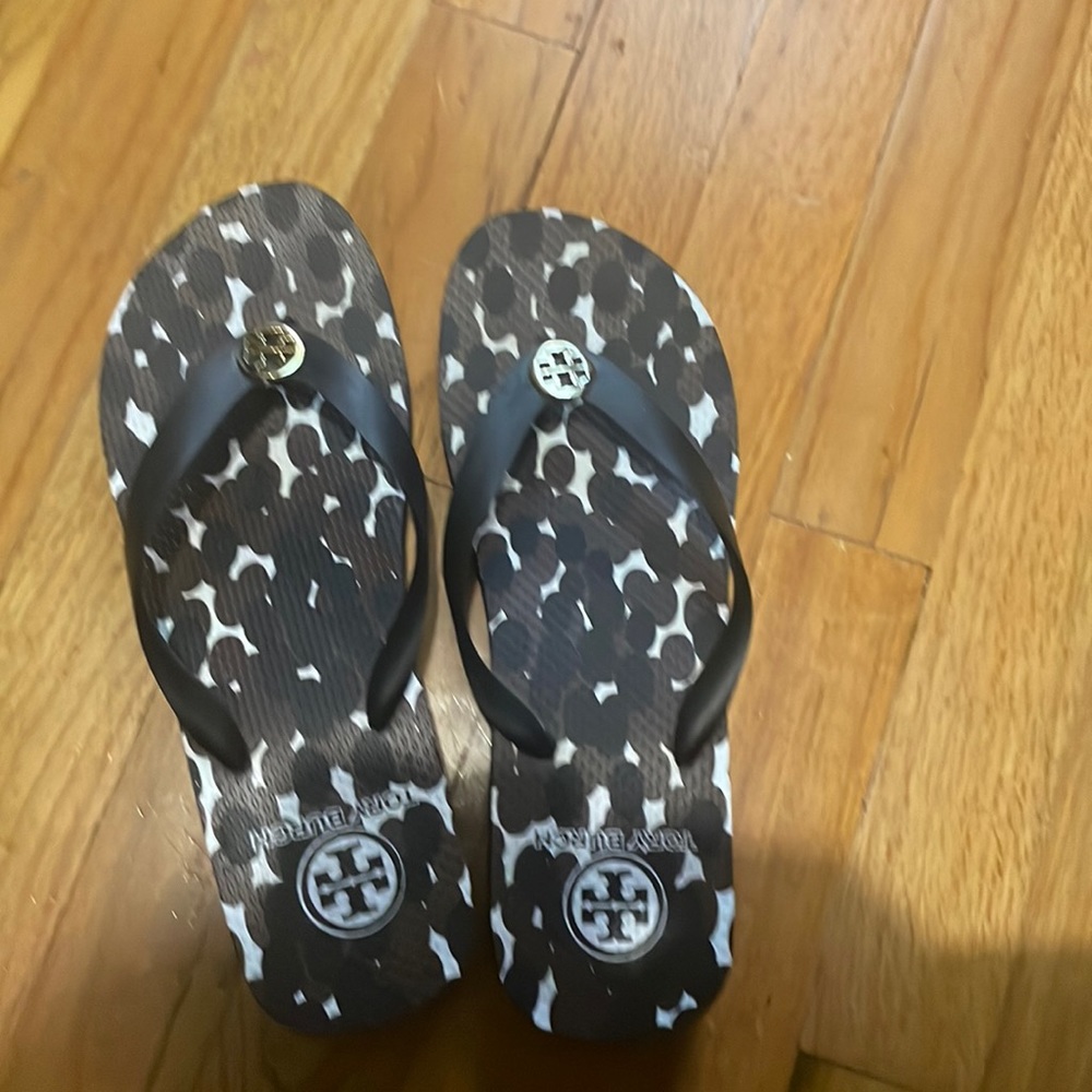Tory Burch Animal Print Wedge Flip Flop